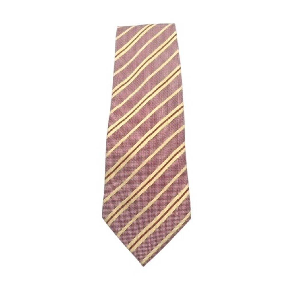 Gucci Silk Tie Red Yellow Stripe Textured  Classic Wide Made in Italy